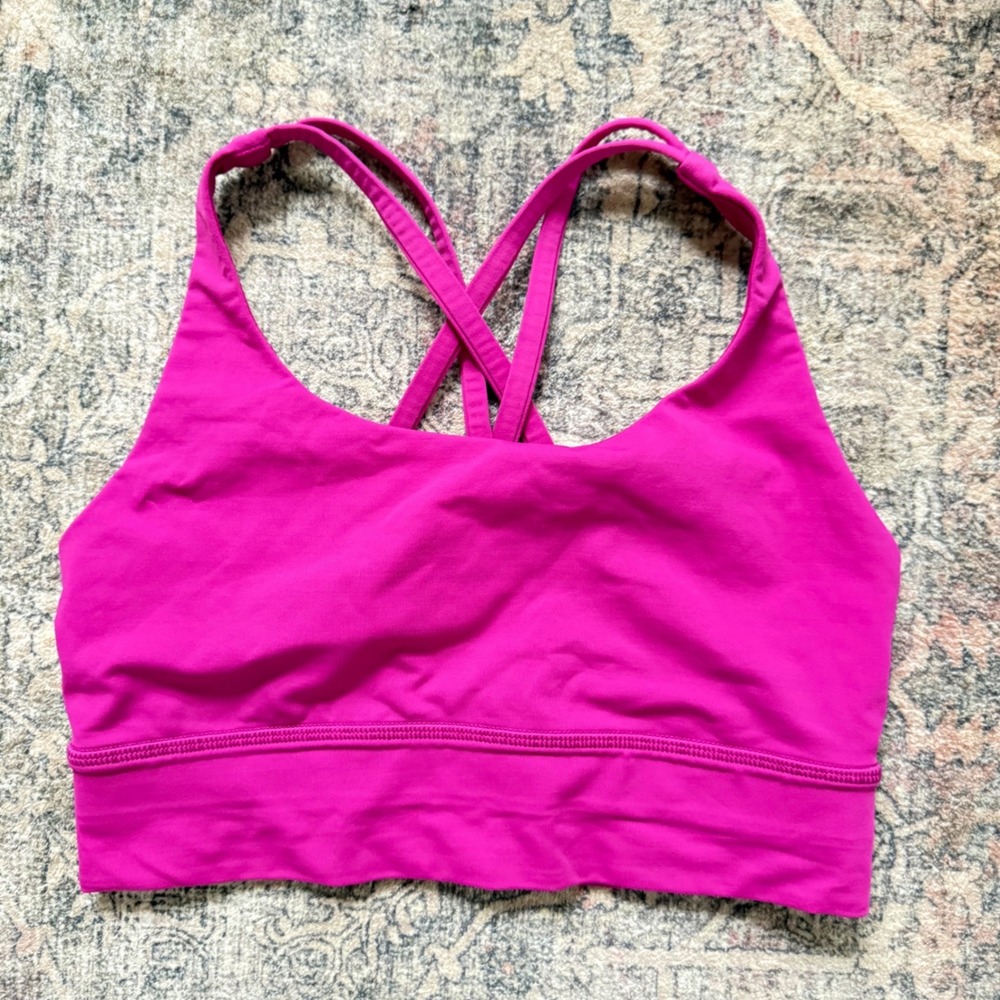 Lululemon Energy Longline Bra Bright Pink Raspberry size 8 W2AV0S - Picture 2 of 6